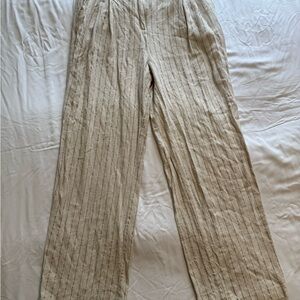 7 For All Mankind Cream Striped Wide Leg Pants